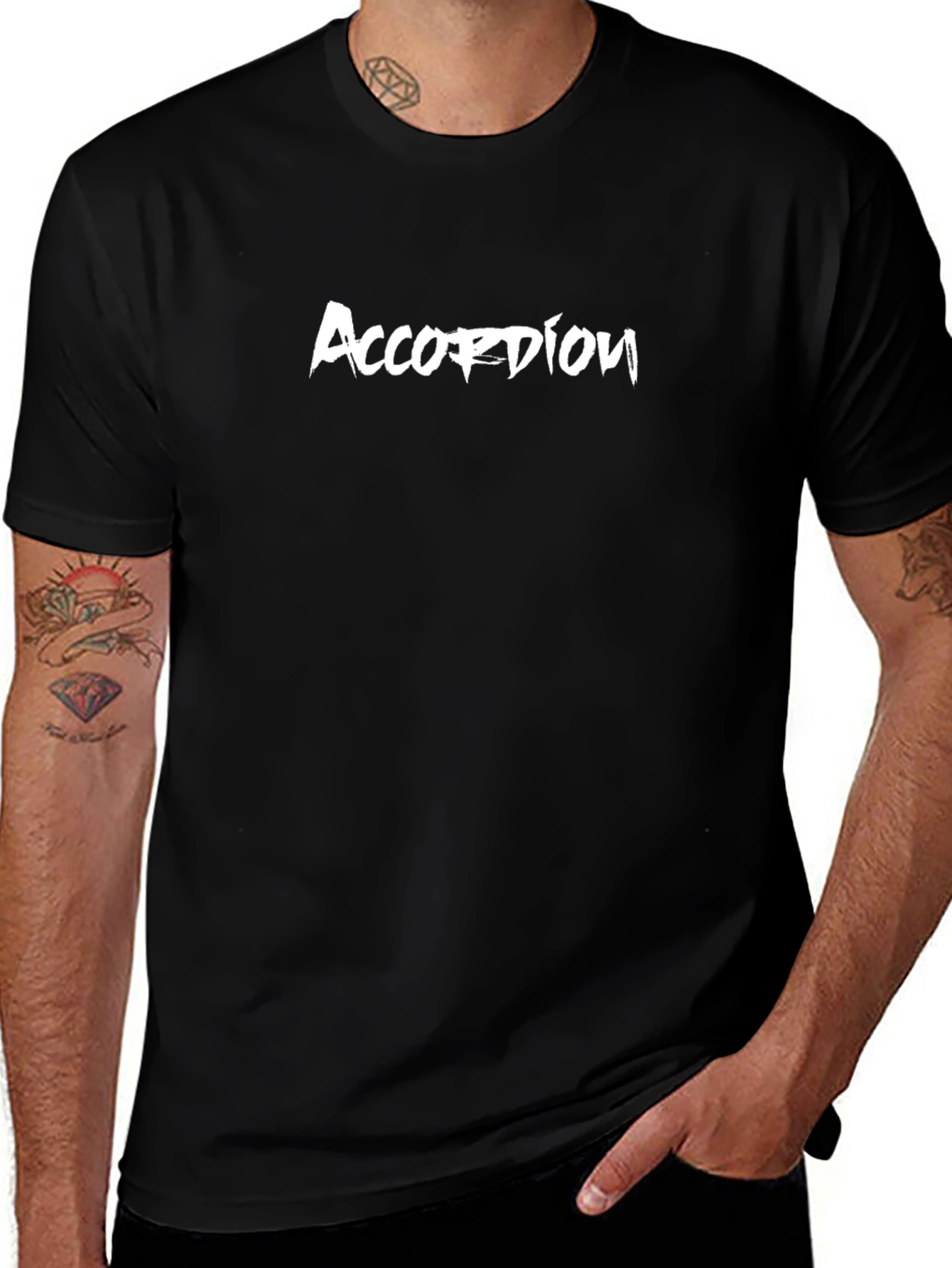 Accordion Graphic Tee - Black Cotton T-Shirt