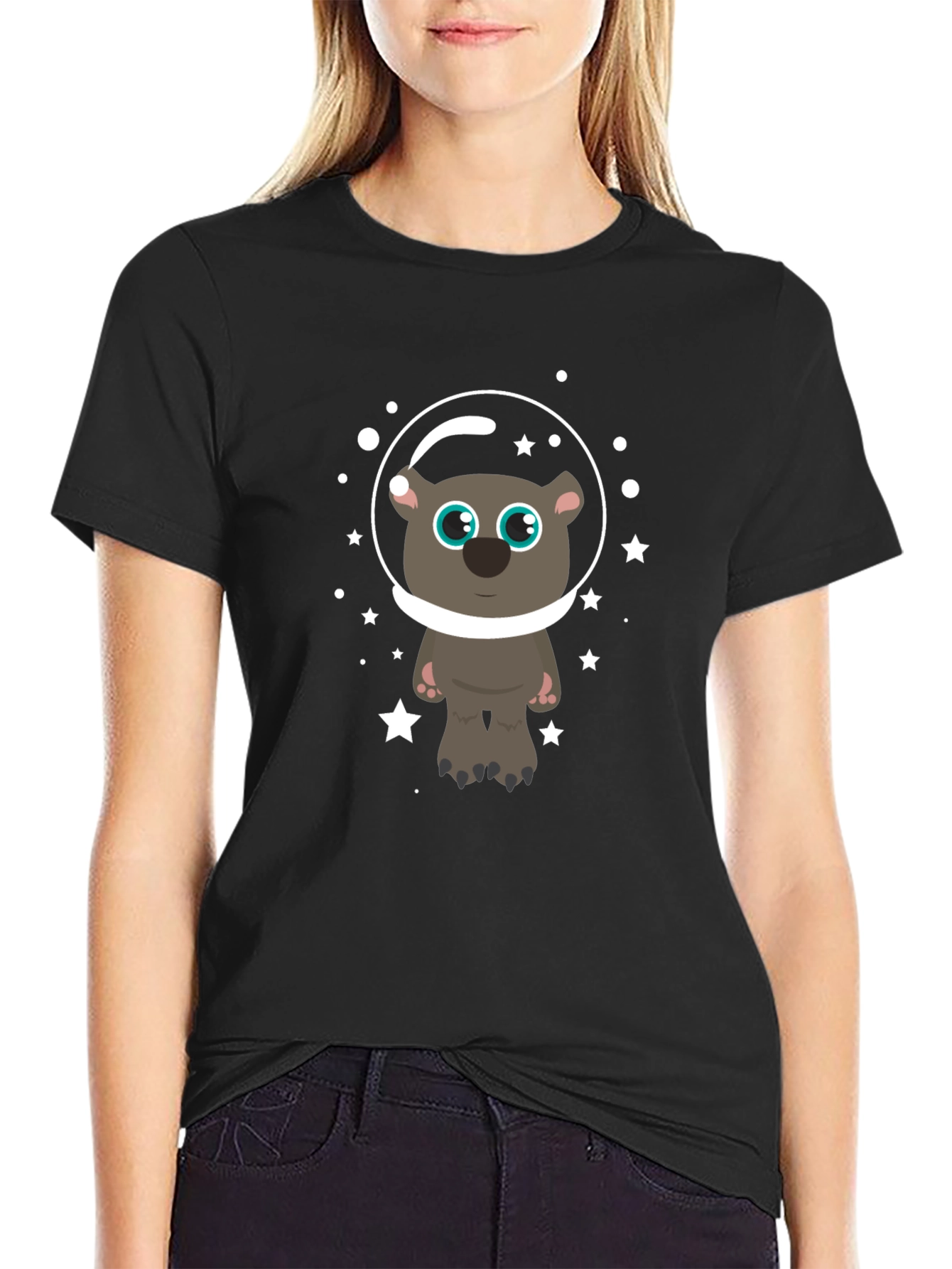 Bear Astronaut Graphic Tee - Cool Space Theme