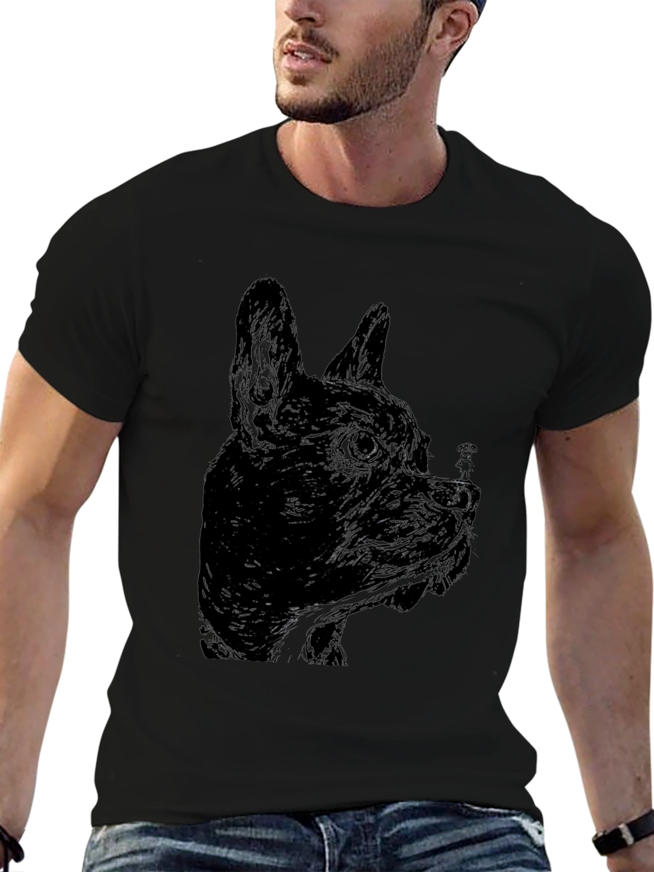 Black Dog Sketch Graphic Tee - Unisex Casual T-Shirt