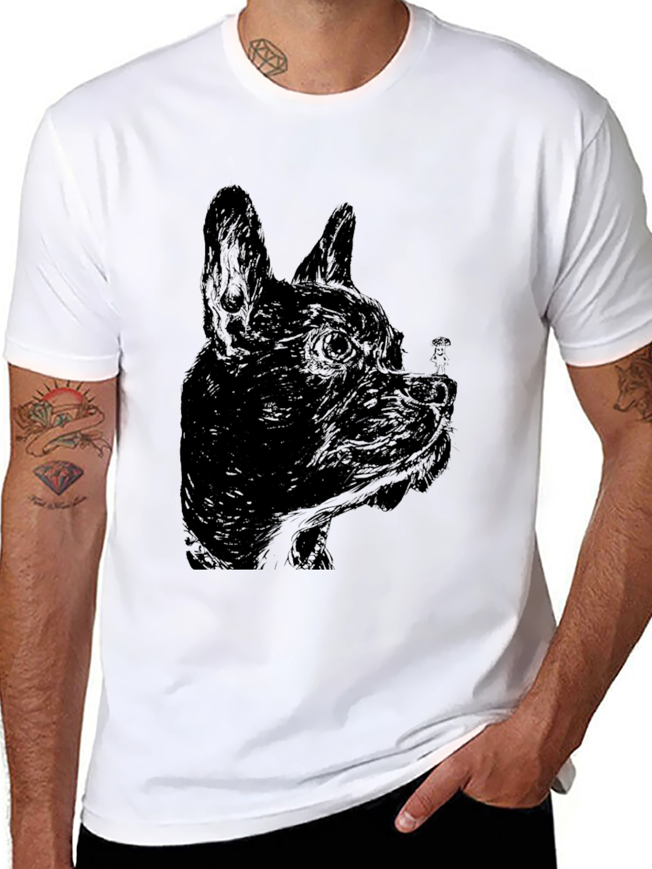 Black Dog Sketch Graphic Tee - Unisex Casual T-Shirt