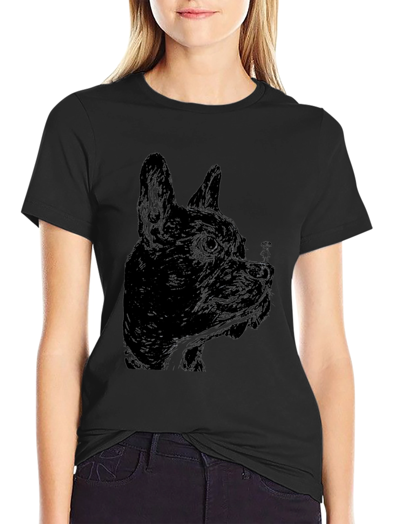 Black Dog Sketch Graphic Tee - Unisex Casual T-Shirt