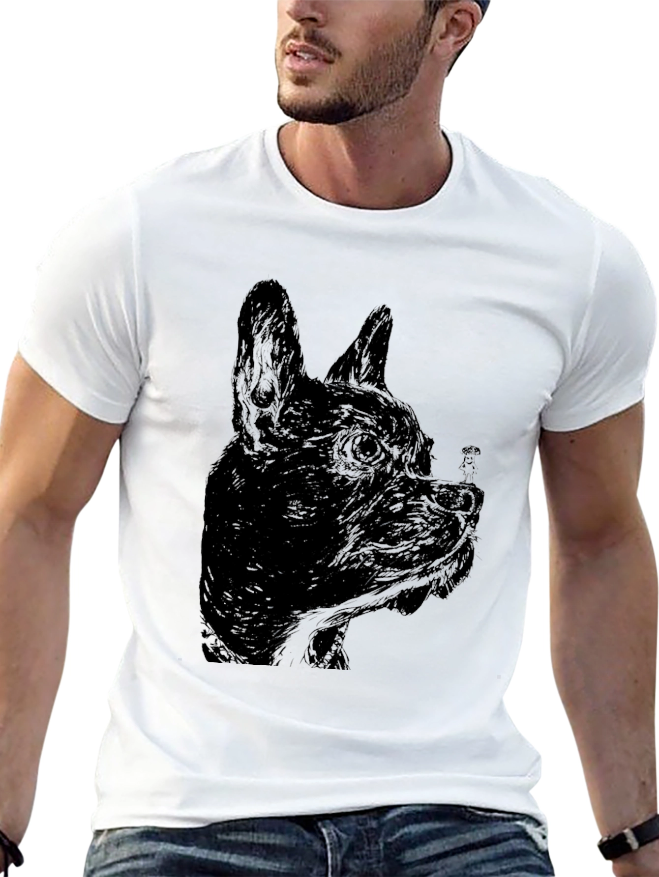 Black Dog Sketch Graphic Tee - Unisex Casual T-Shirt