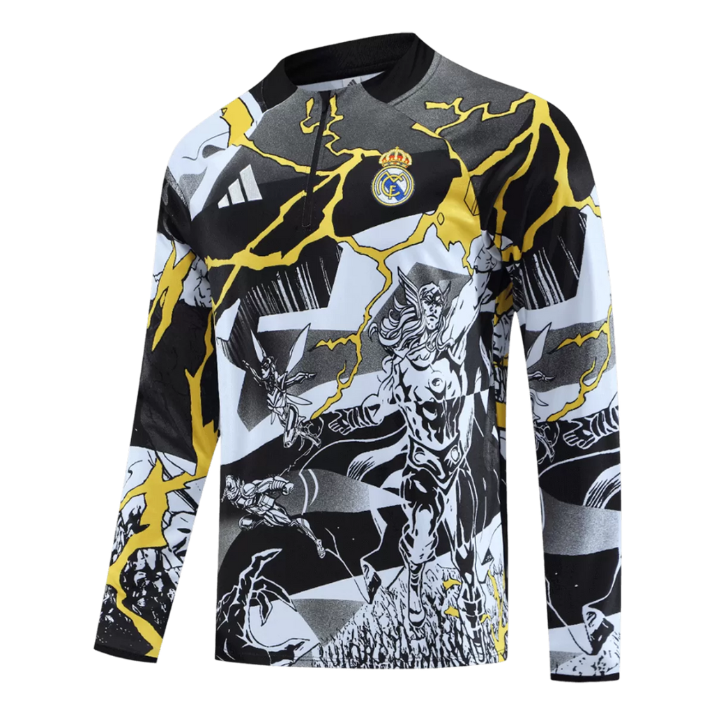 Real Madrid x Marvel Zipper Sweatshirt Kit(Top+Pants) Black 2025/26