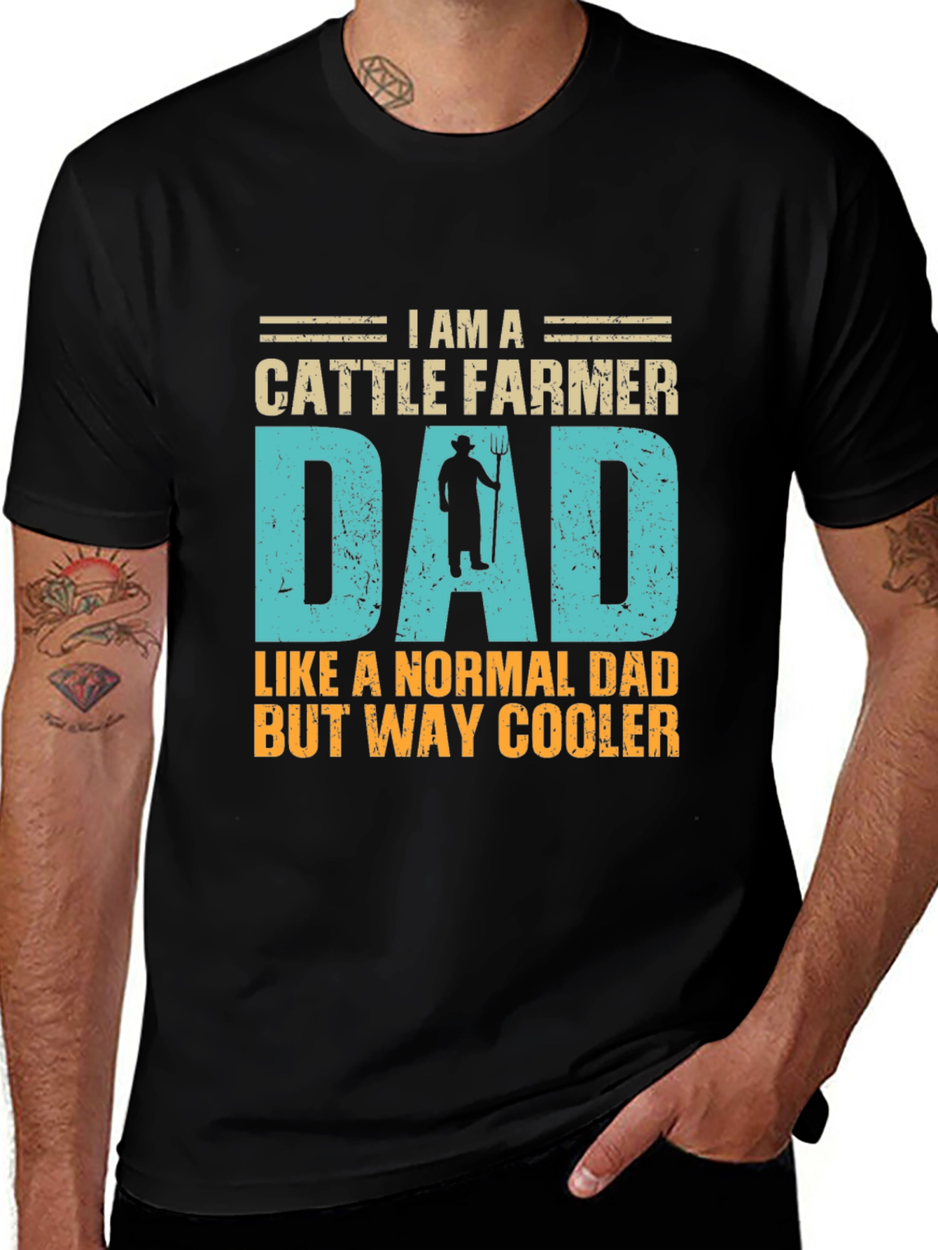 Cattle Farmer Dad T-Shirt - Cool Fathers Day Gift