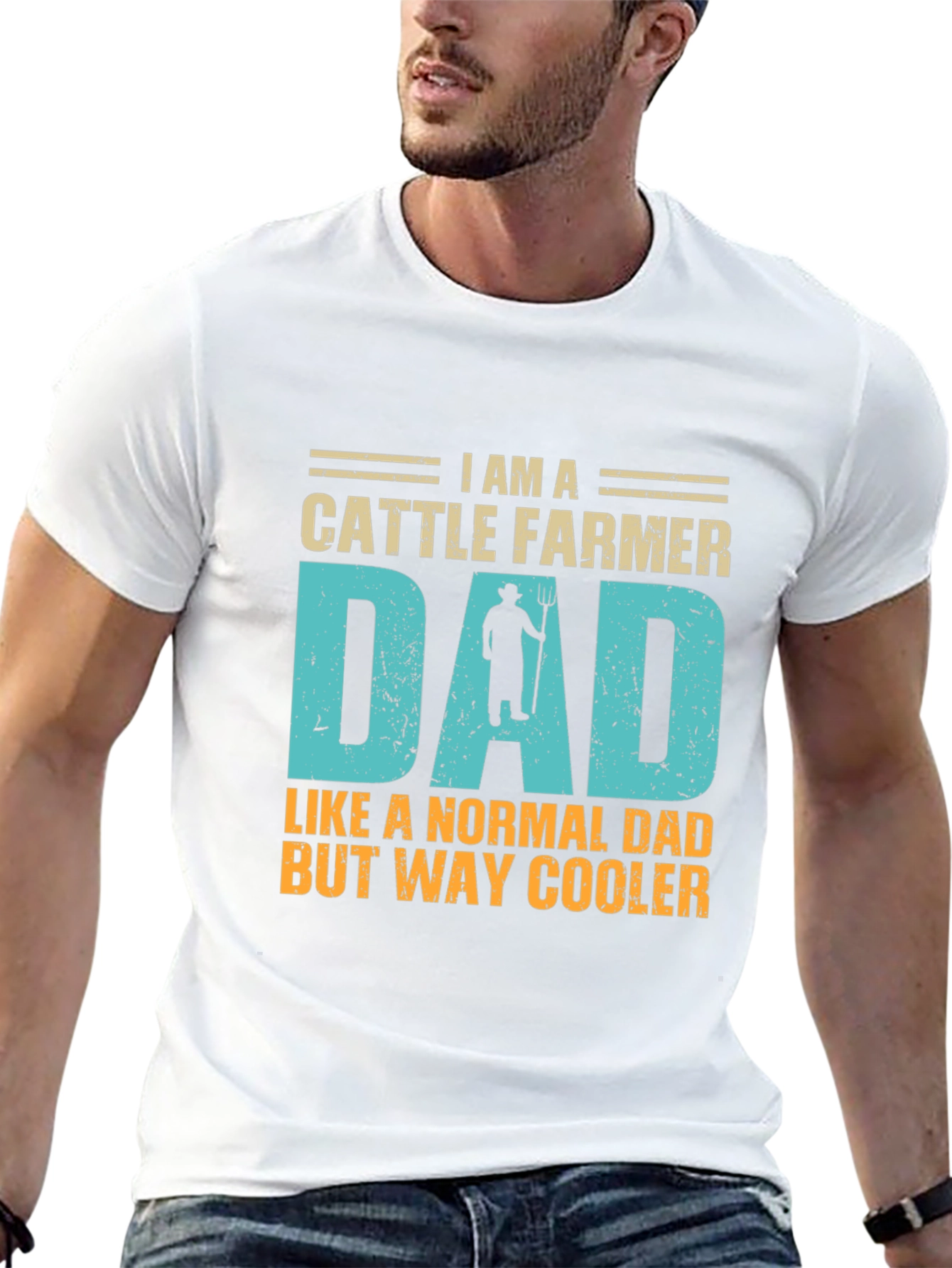 Cattle Farmer Dad T-Shirt - Cool Fathers Day Gift