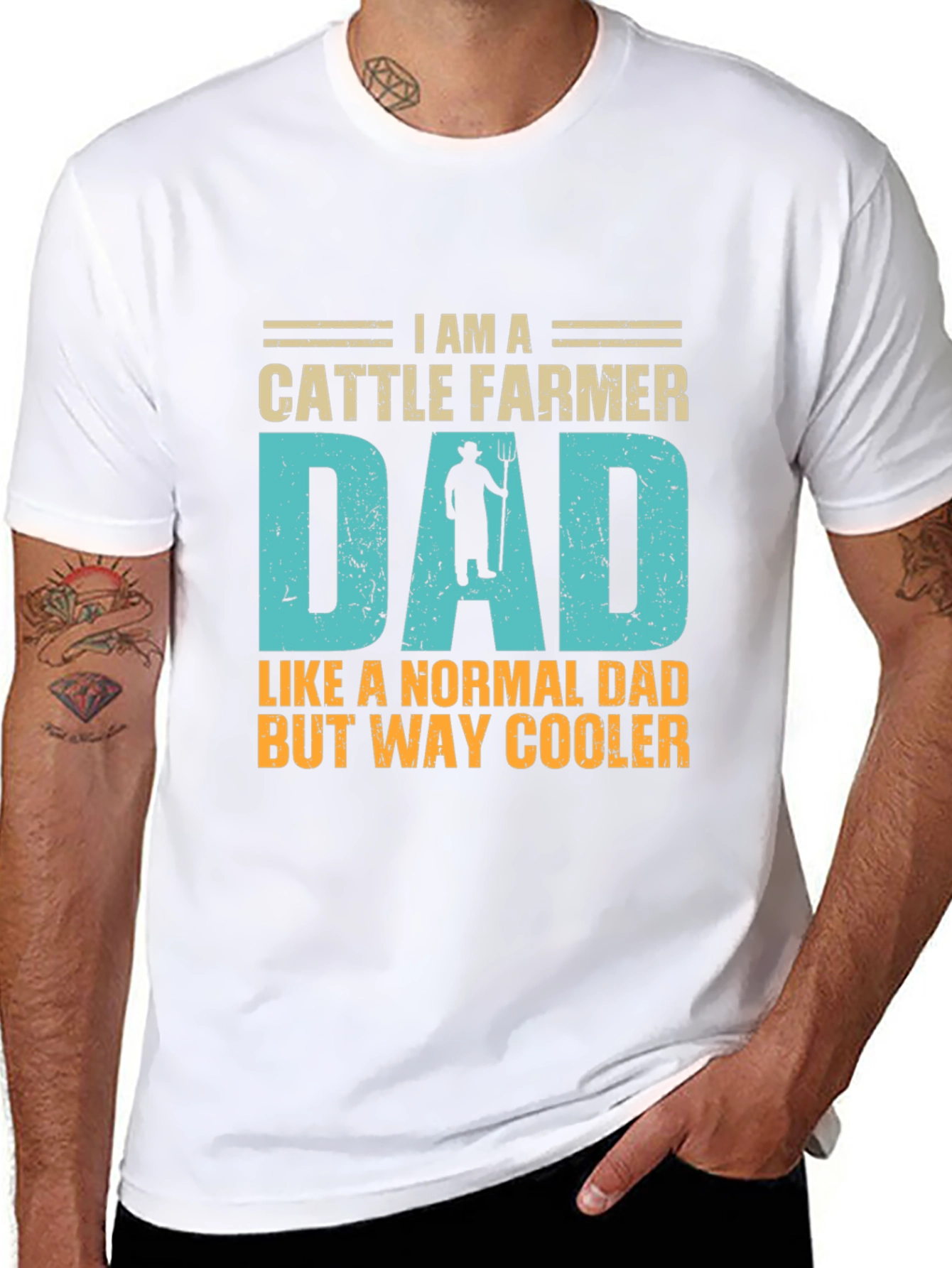 Cattle Farmer Dad T-Shirt - Cool Fathers Day Gift