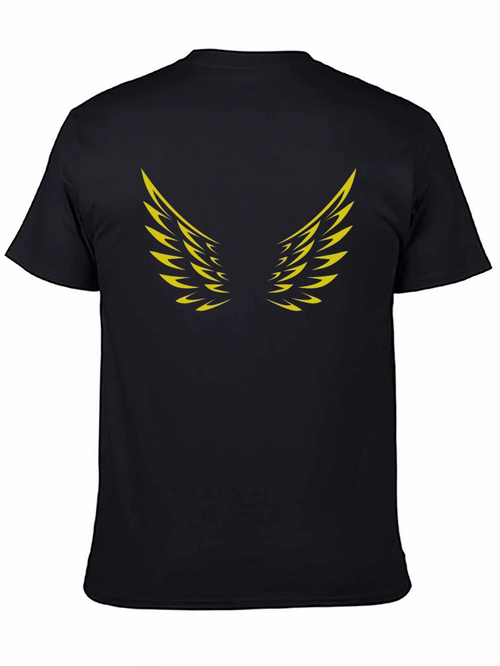 Black T-Shirt with Golden Wings Graphic