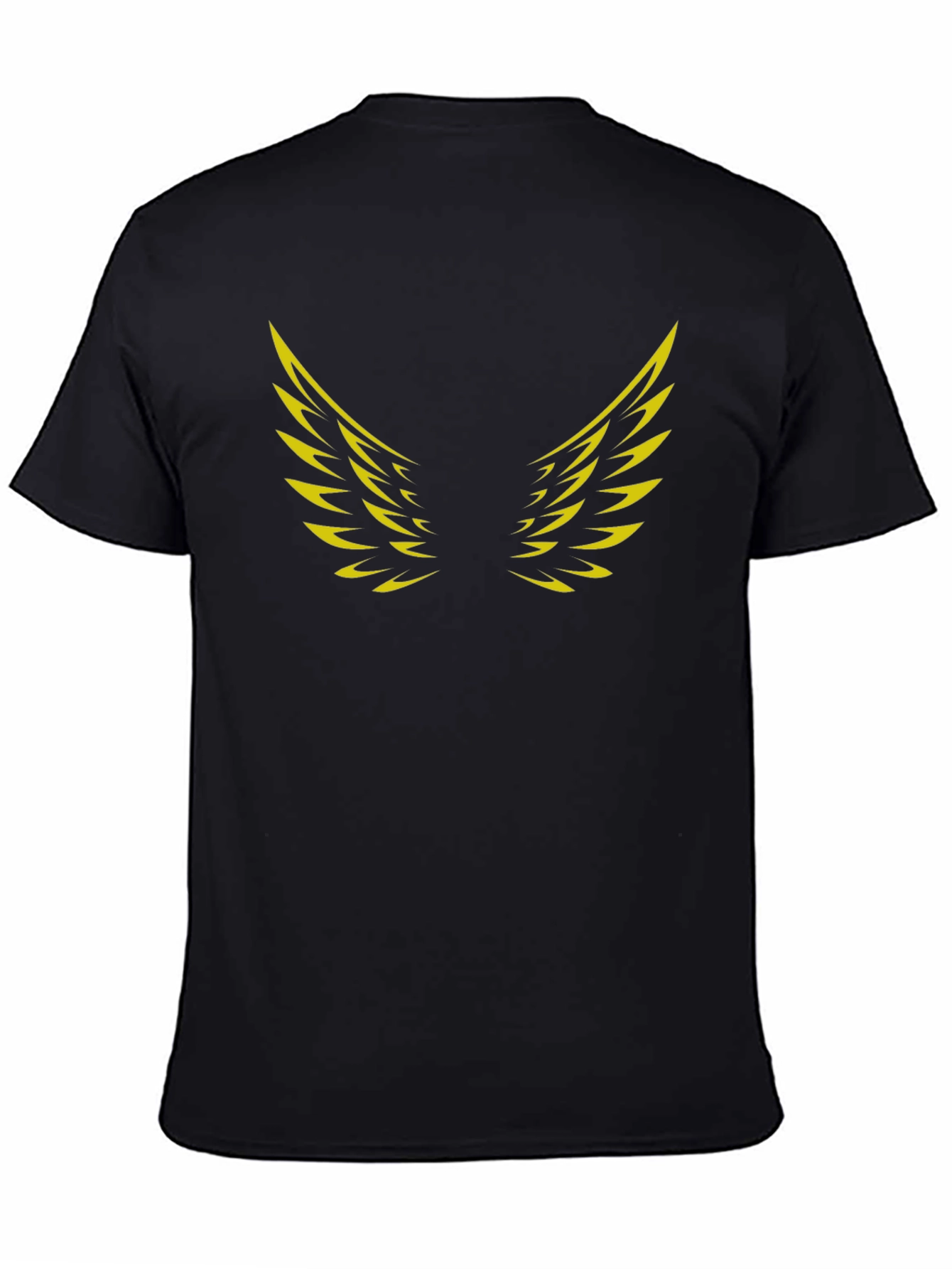 Black T-Shirt with Golden Wings Graphic