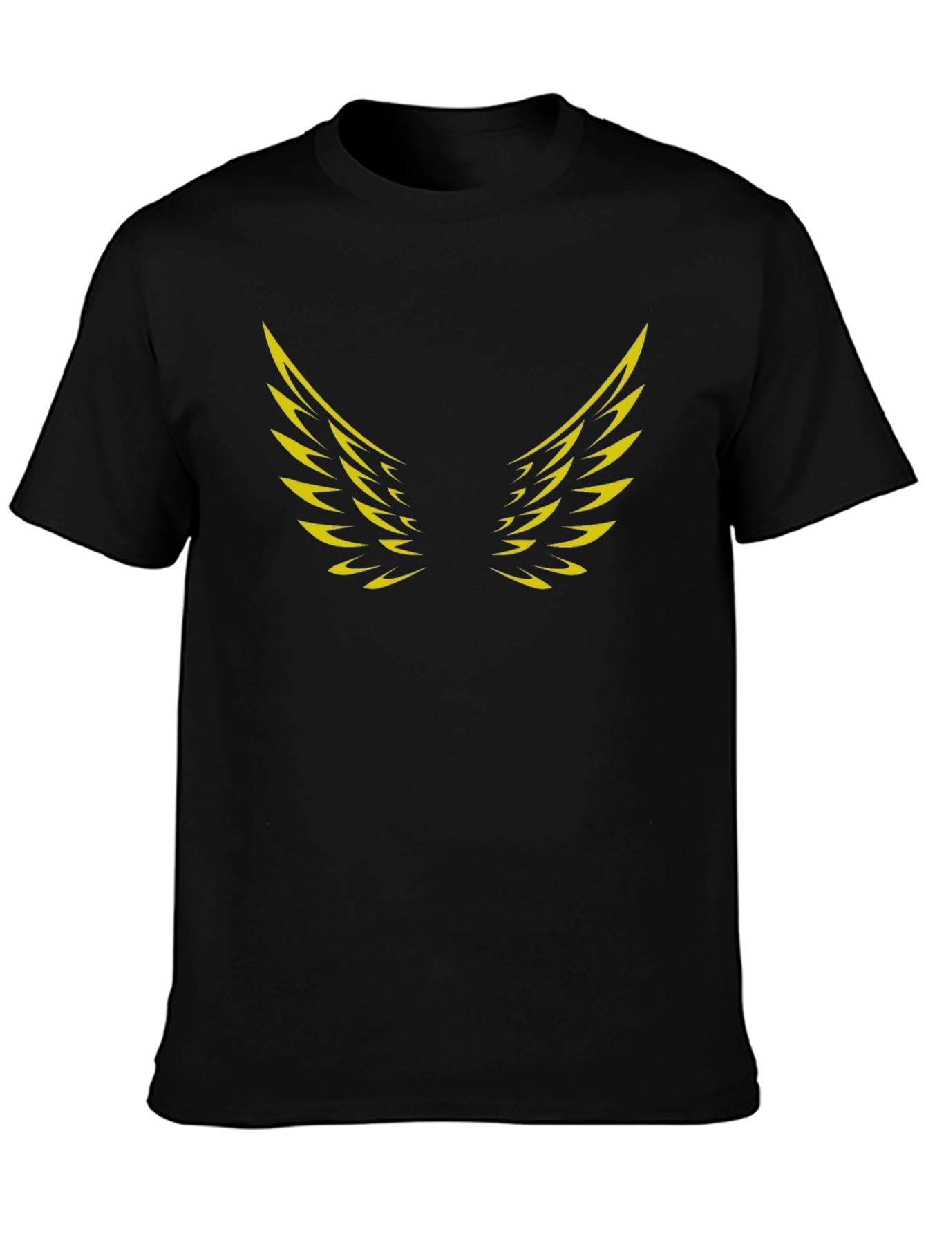 Black T-Shirt with Golden Wings Graphic