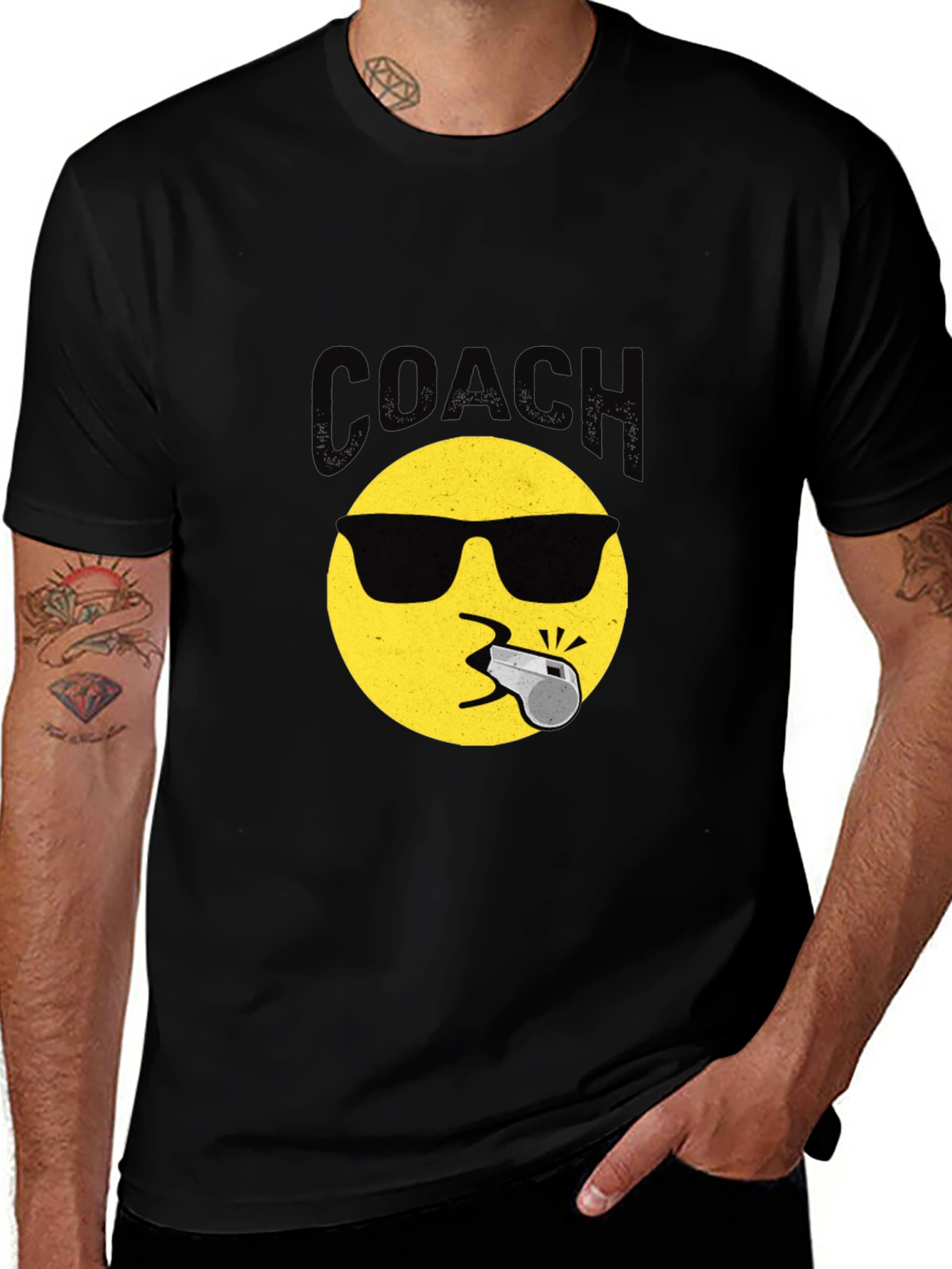 Cool Coach Emoji T-Shirt - Black Crew Neck Tee