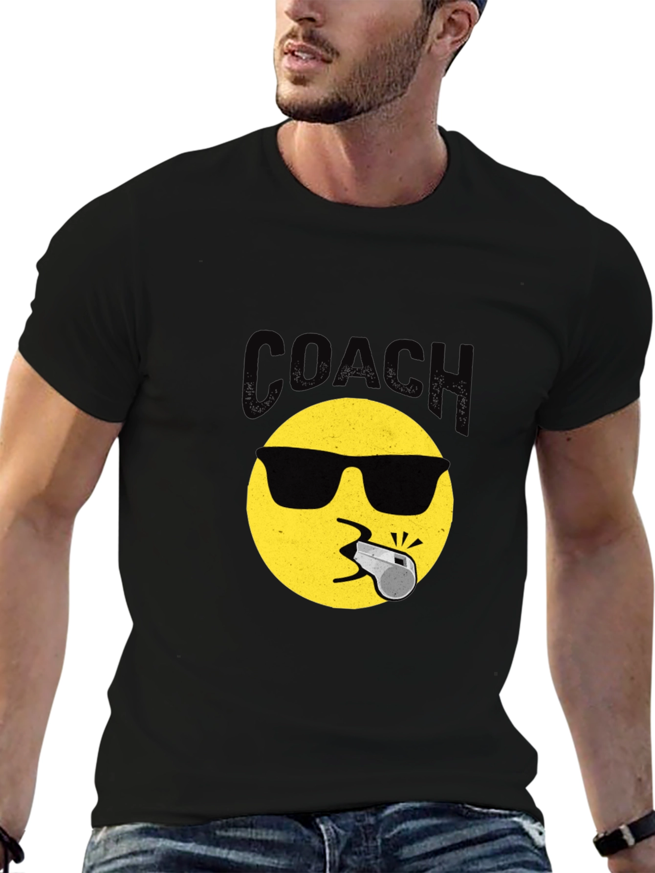 Cool Coach Emoji T-Shirt - Black Crew Neck Tee