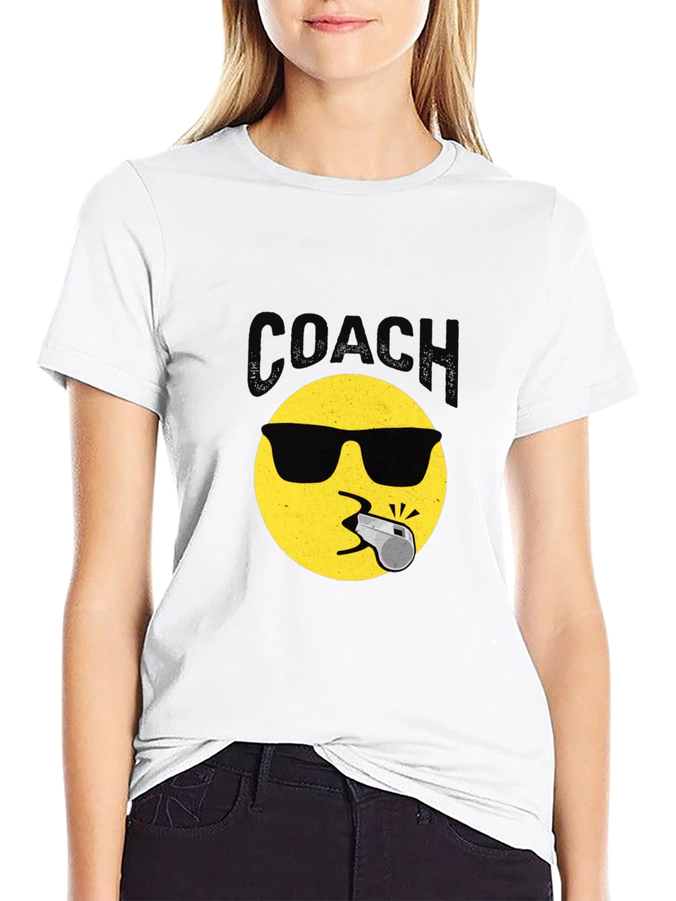 Cool Coach Emoji T-Shirt - Black Crew Neck Tee