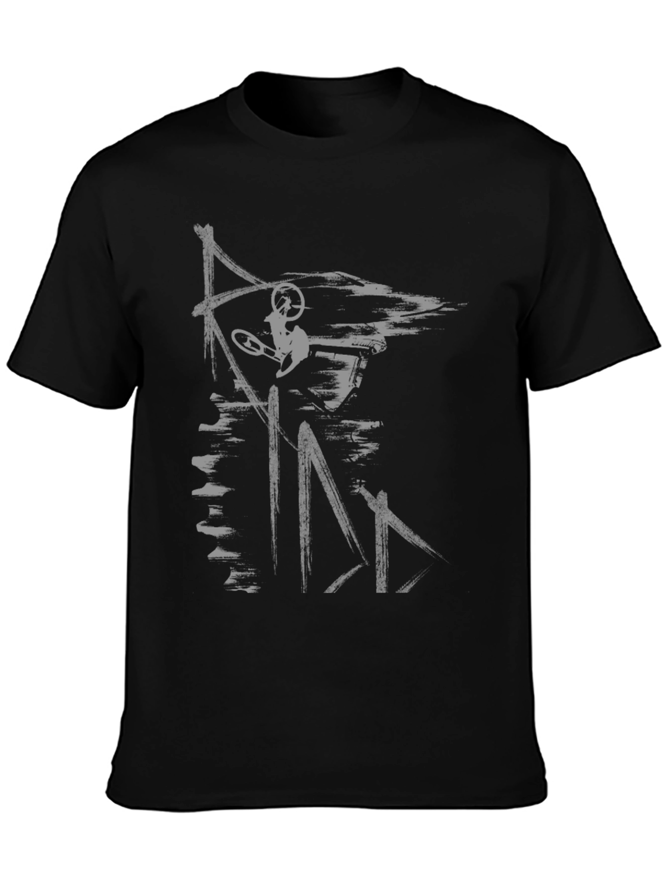 Abstract Mountain Biker Graphic Tee - Black