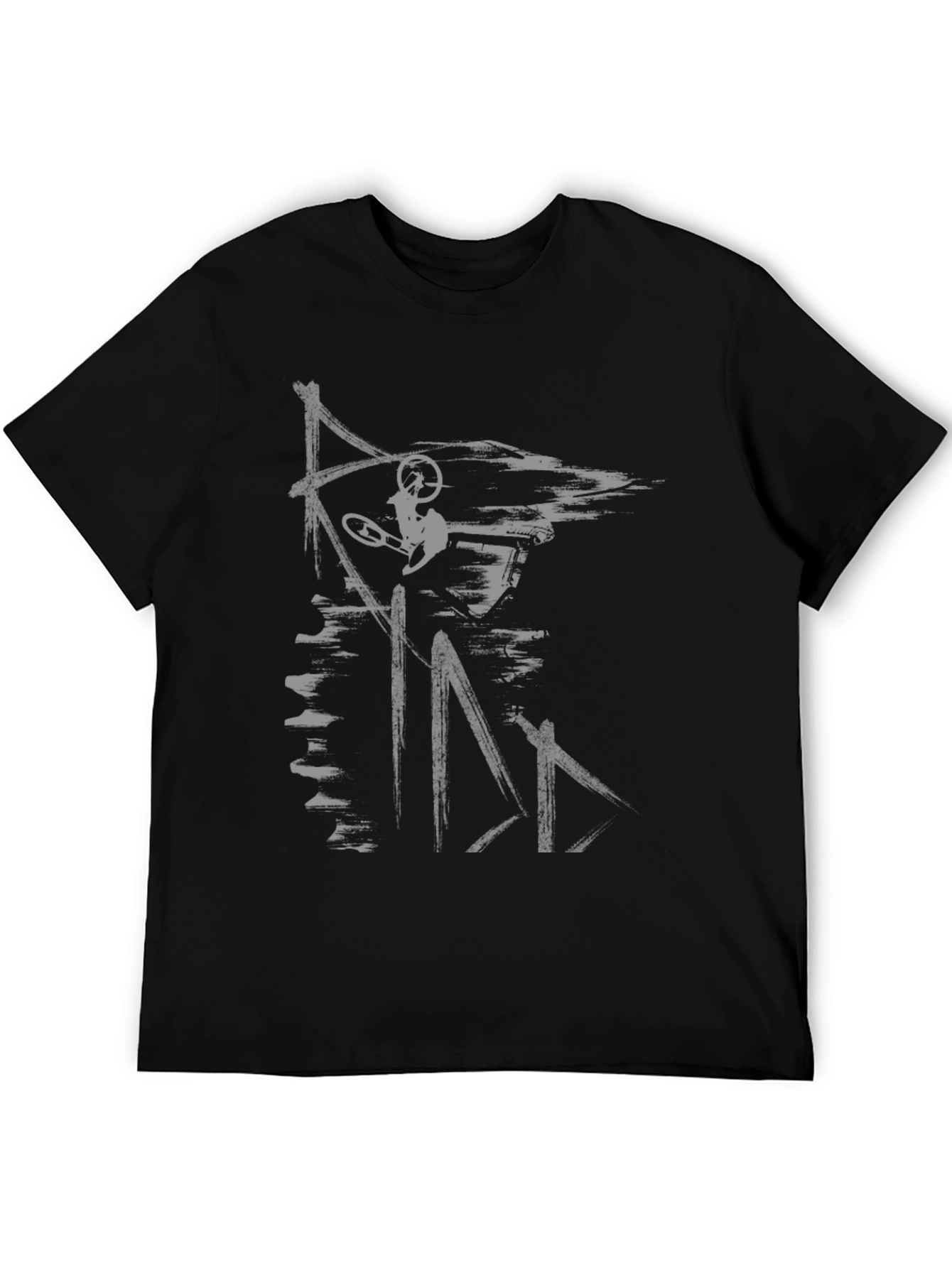 Abstract Mountain Biker Graphic Tee - Black
