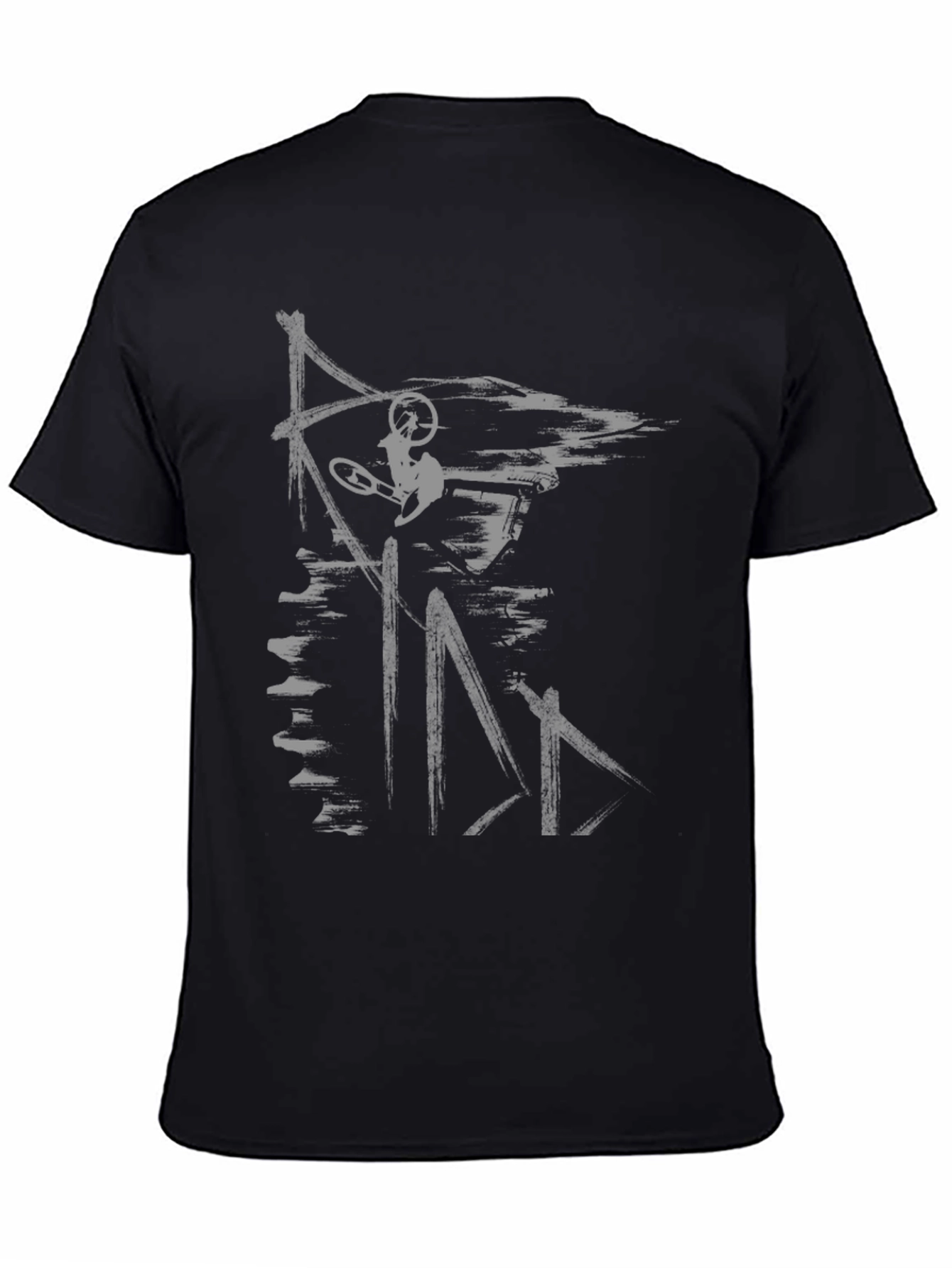 Abstract Mountain Biker Graphic Tee - Black