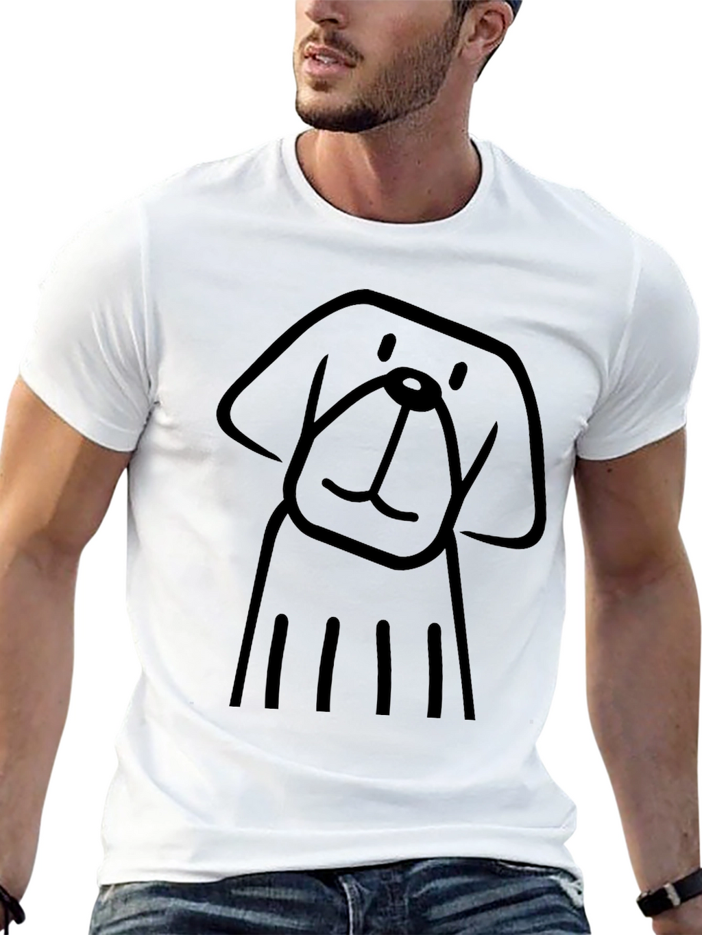 Dog Graphic Black Tee - Casual Style