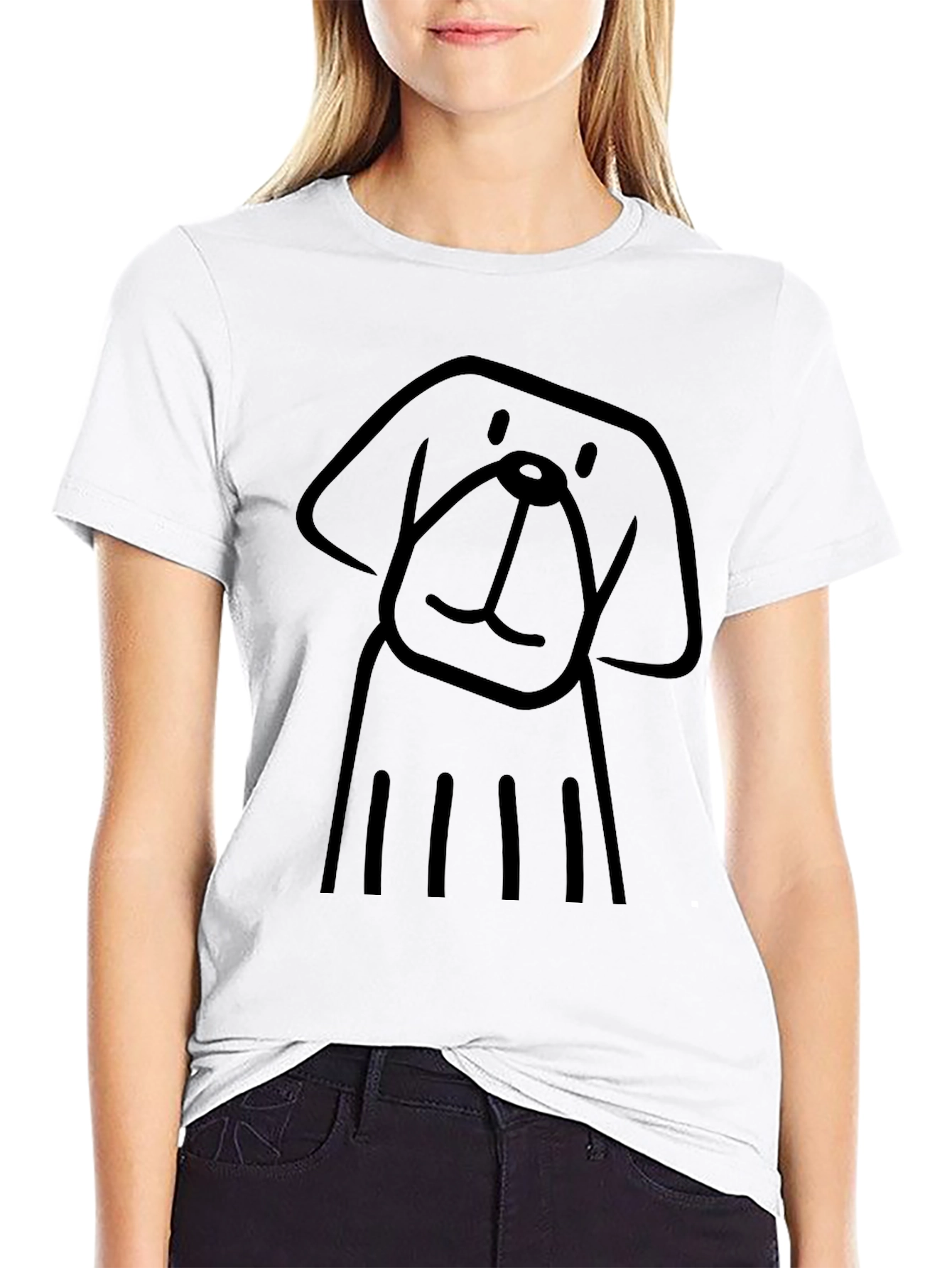 Dog Graphic Black Tee - Casual Style