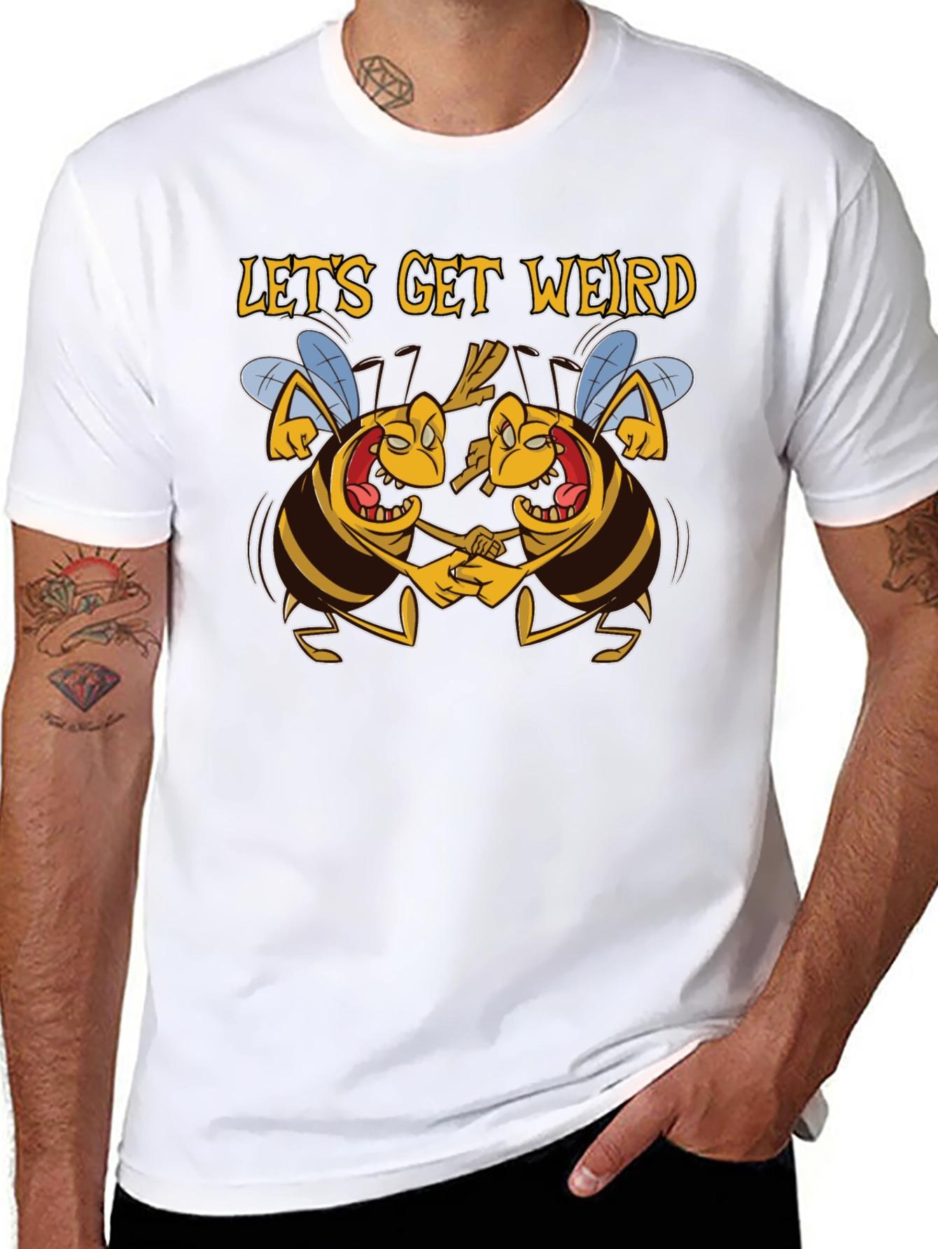 Lets Get Weird Funny Dancing Bees Graphic T-Shirt