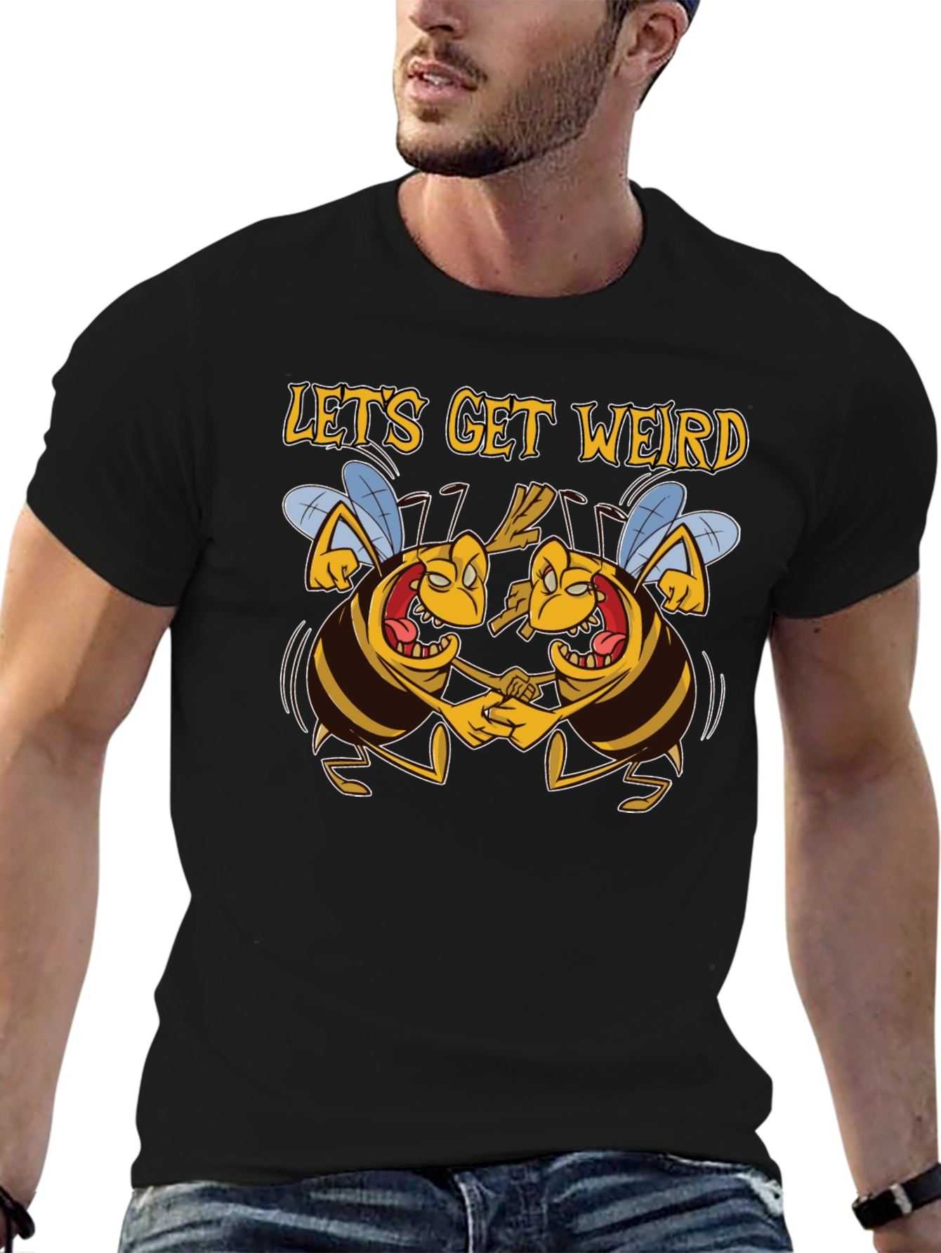 Lets Get Weird Funny Dancing Bees Graphic T-Shirt