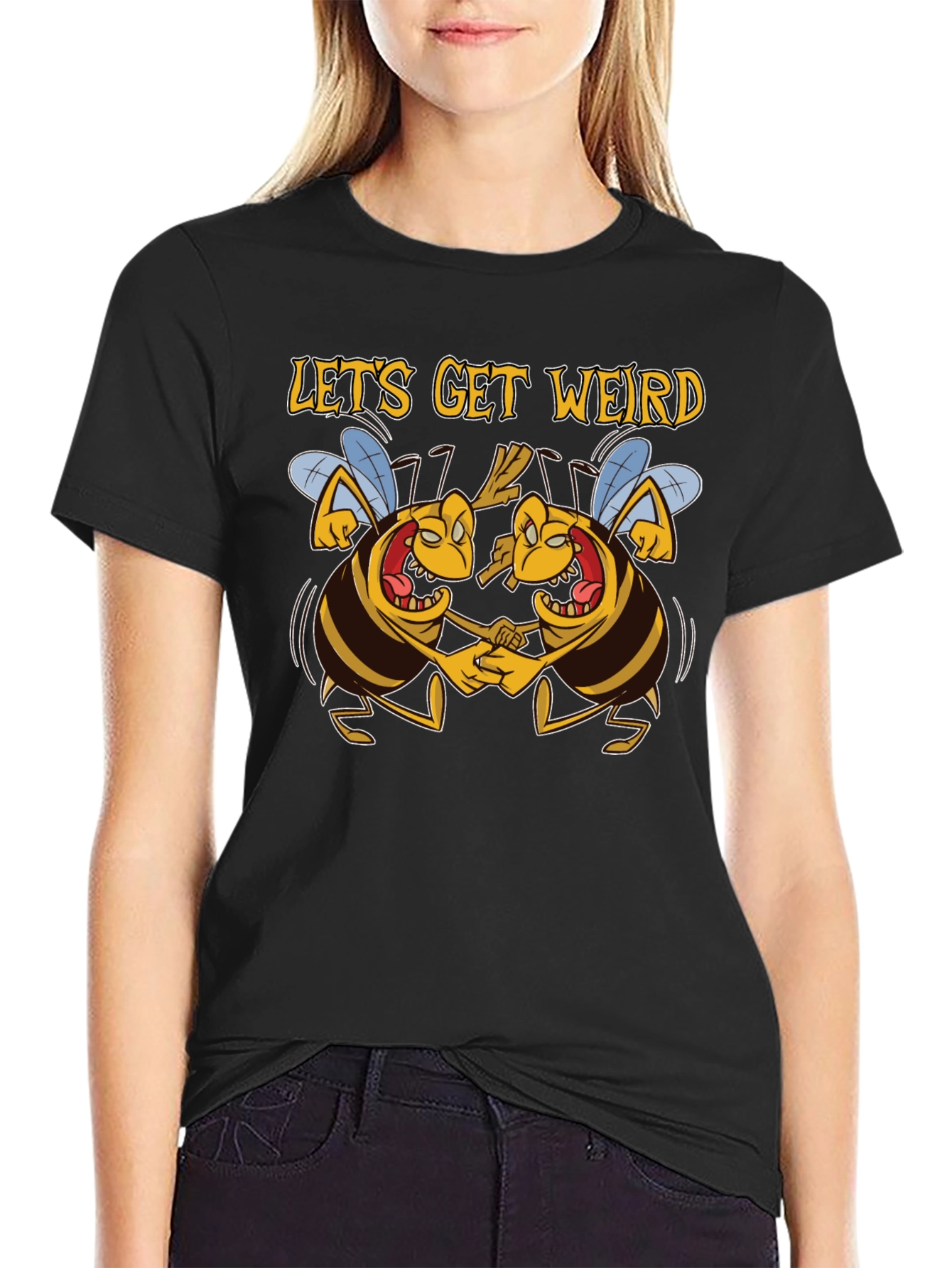 Lets Get Weird Funny Dancing Bees Graphic T-Shirt