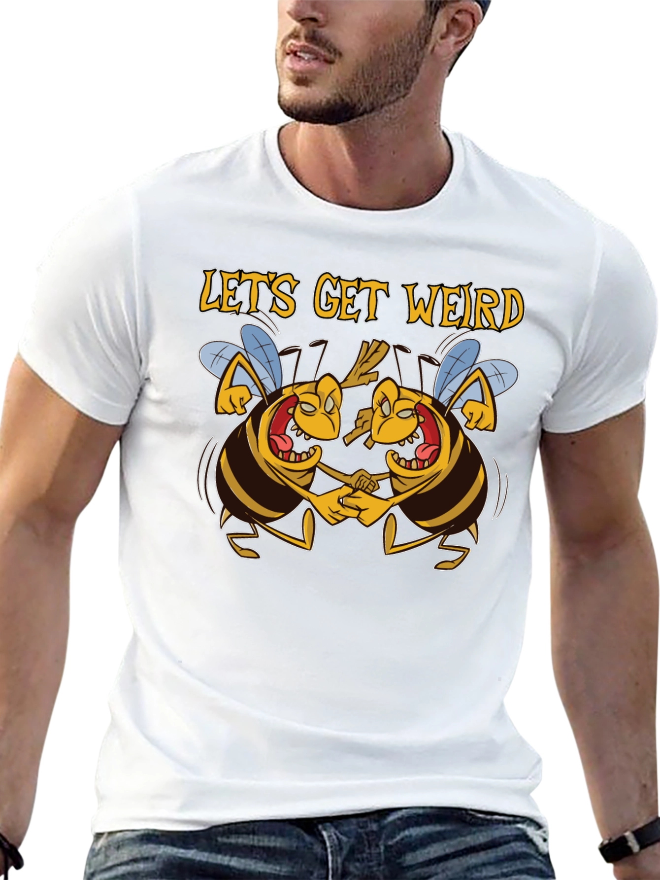 Lets Get Weird Funny Dancing Bees Graphic T-Shirt