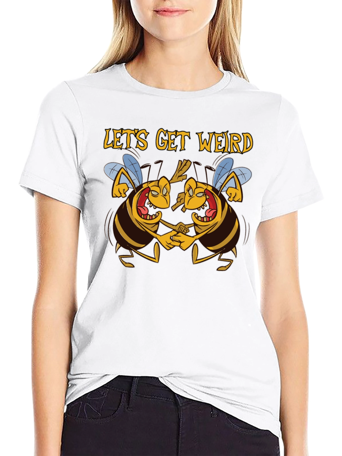 Lets Get Weird Funny Dancing Bees Graphic T-Shirt
