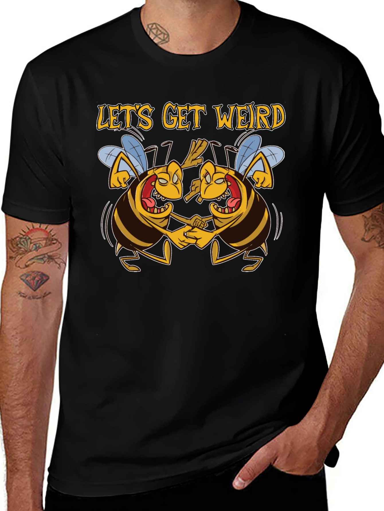 Lets Get Weird Funny Dancing Bees Graphic T-Shirt