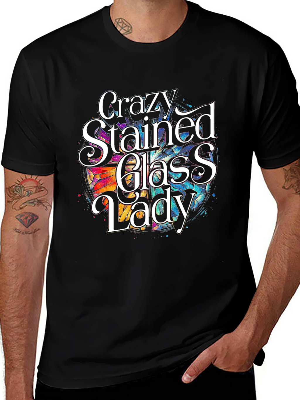 Crazy Stained Glass Lady T-Shirt