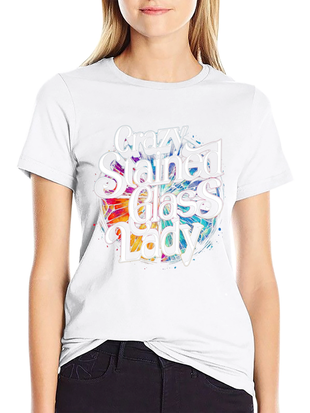 Crazy Stained Glass Lady T-Shirt