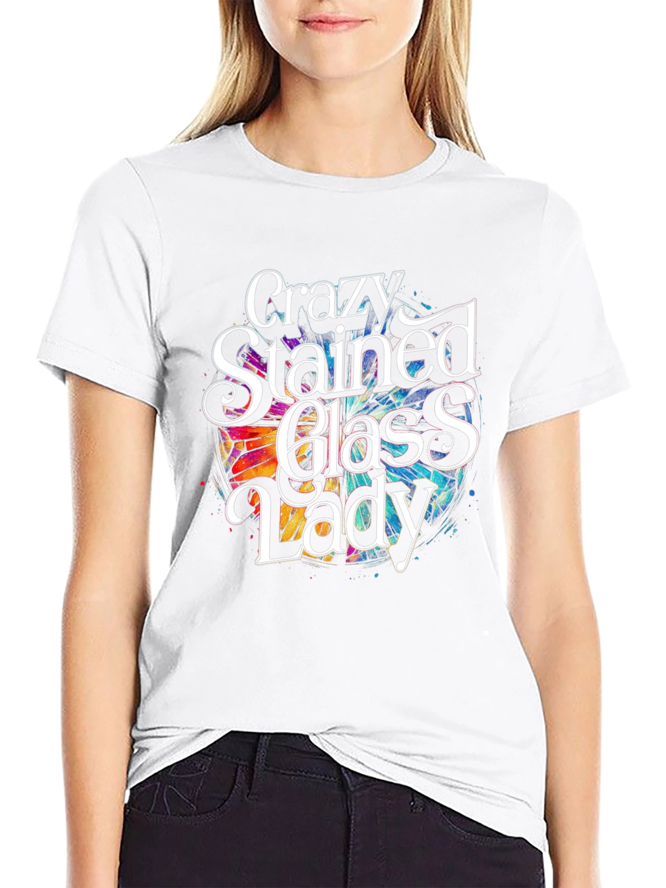 Crazy Stained Glass Lady T-Shirt