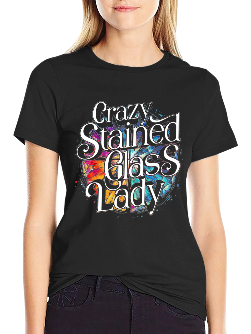 Crazy Stained Glass Lady T-Shirt