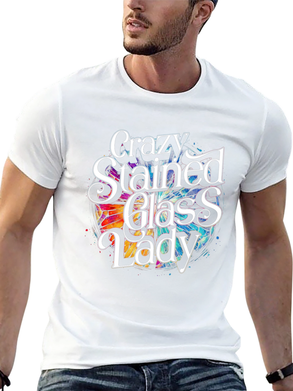 Crazy Stained Glass Lady T-Shirt