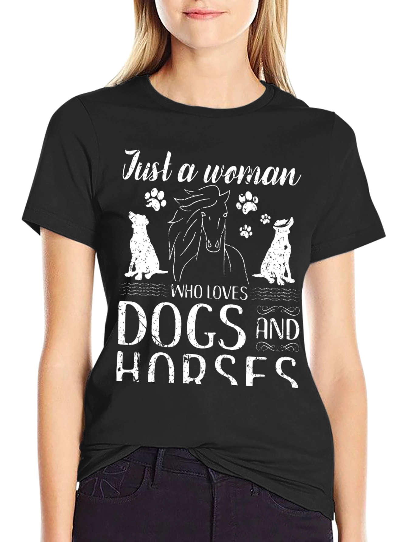 Dog & Horse Lover T-Shirt - Just a Woman