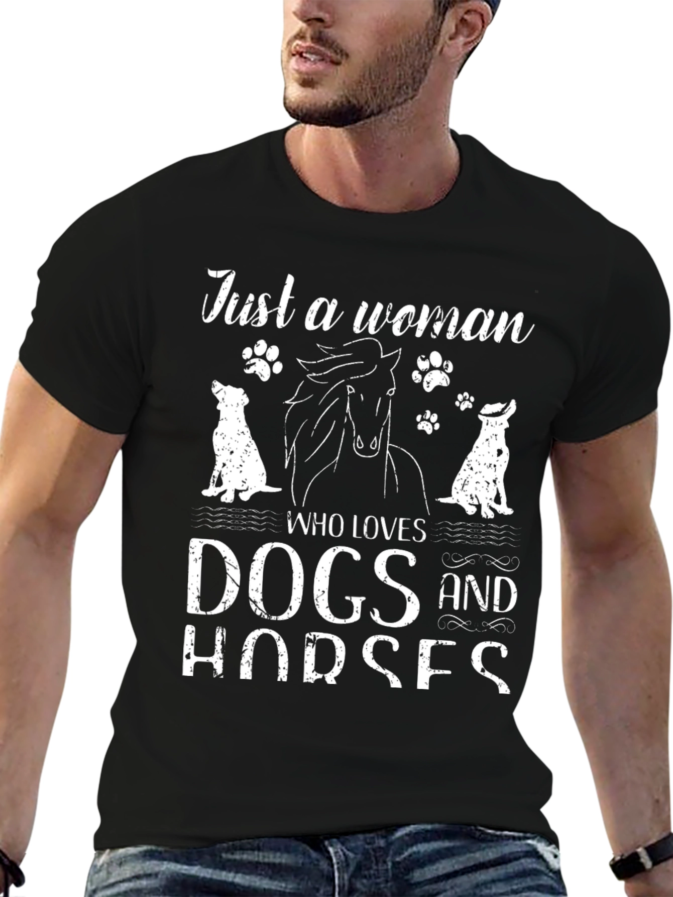 Dog & Horse Lover T-Shirt - Just a Woman