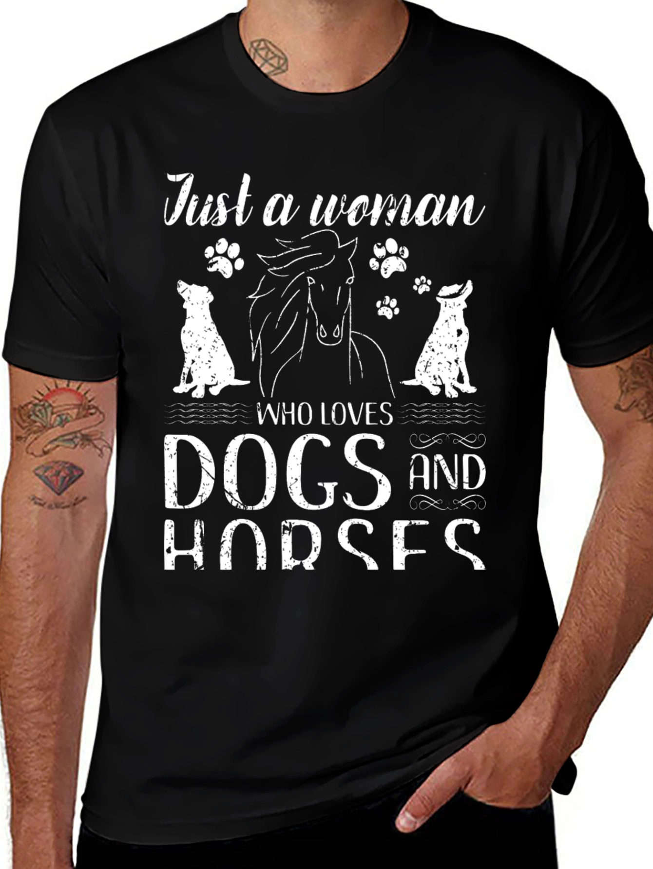 Dog & Horse Lover T-Shirt - Just a Woman