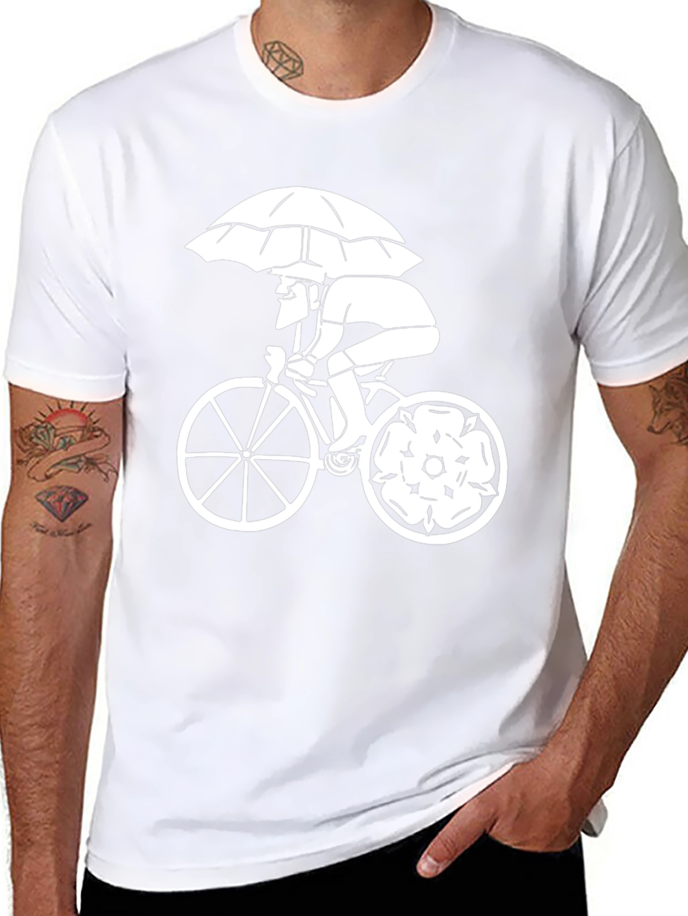 Black T-Shirt with Cyclist Print