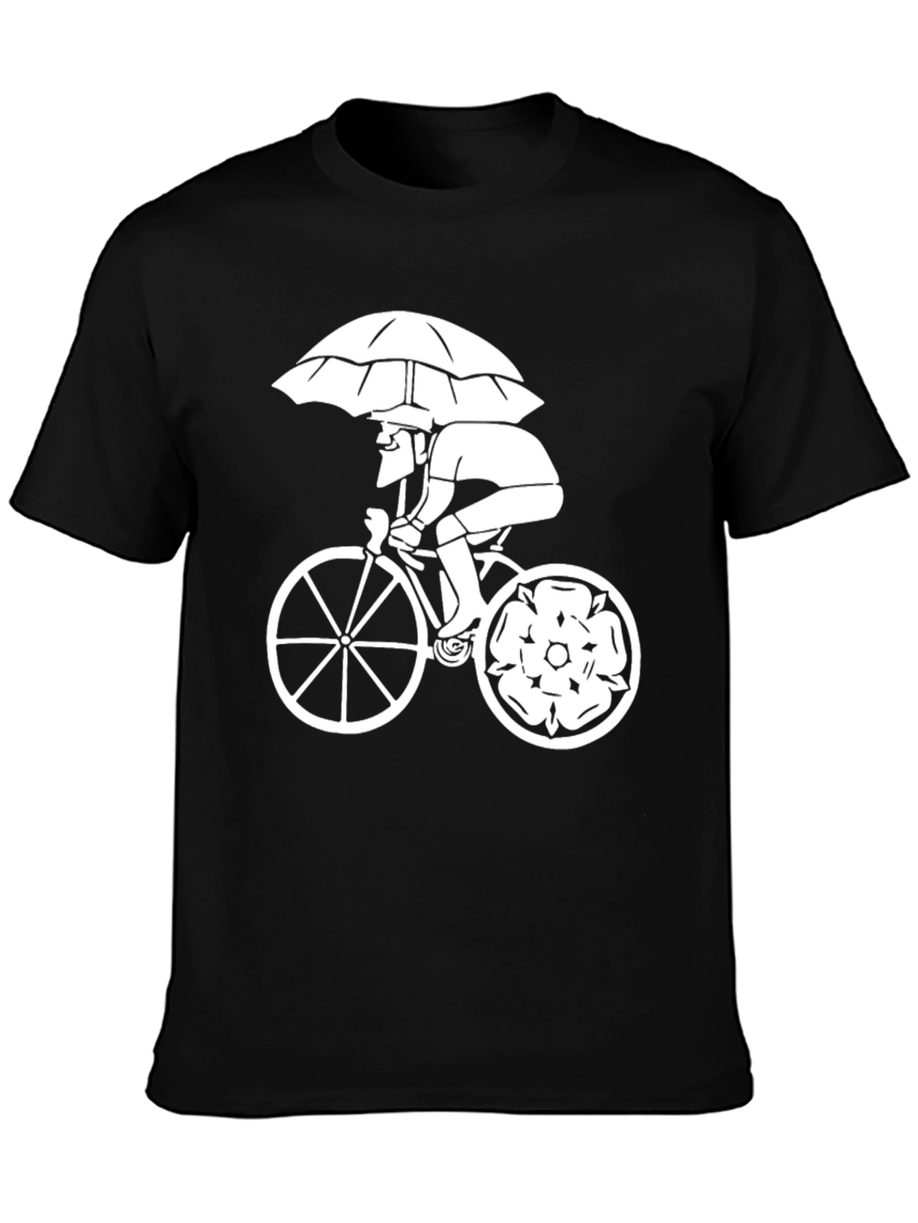 Black T-Shirt with Cyclist Print