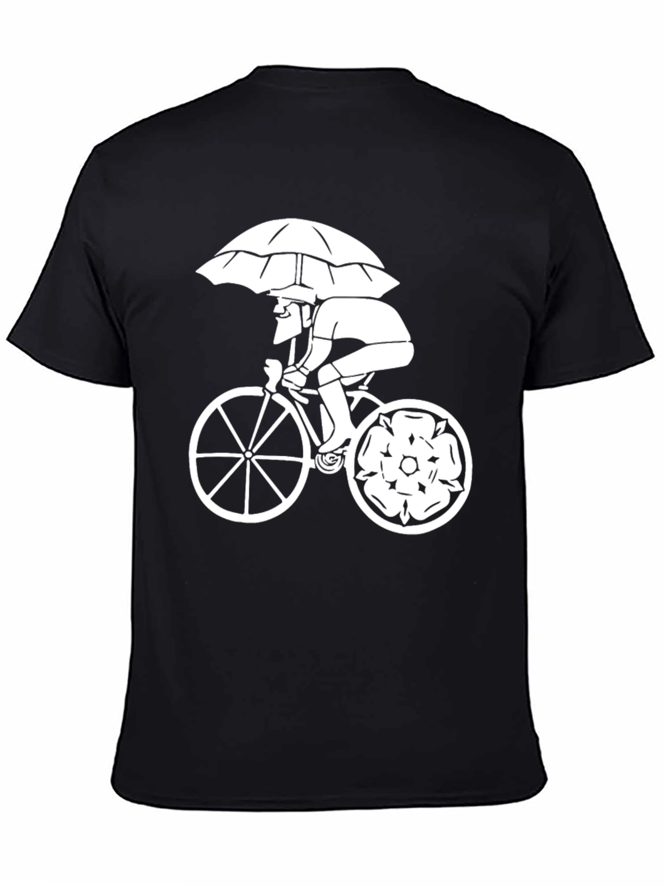 Black T-Shirt with Cyclist Print