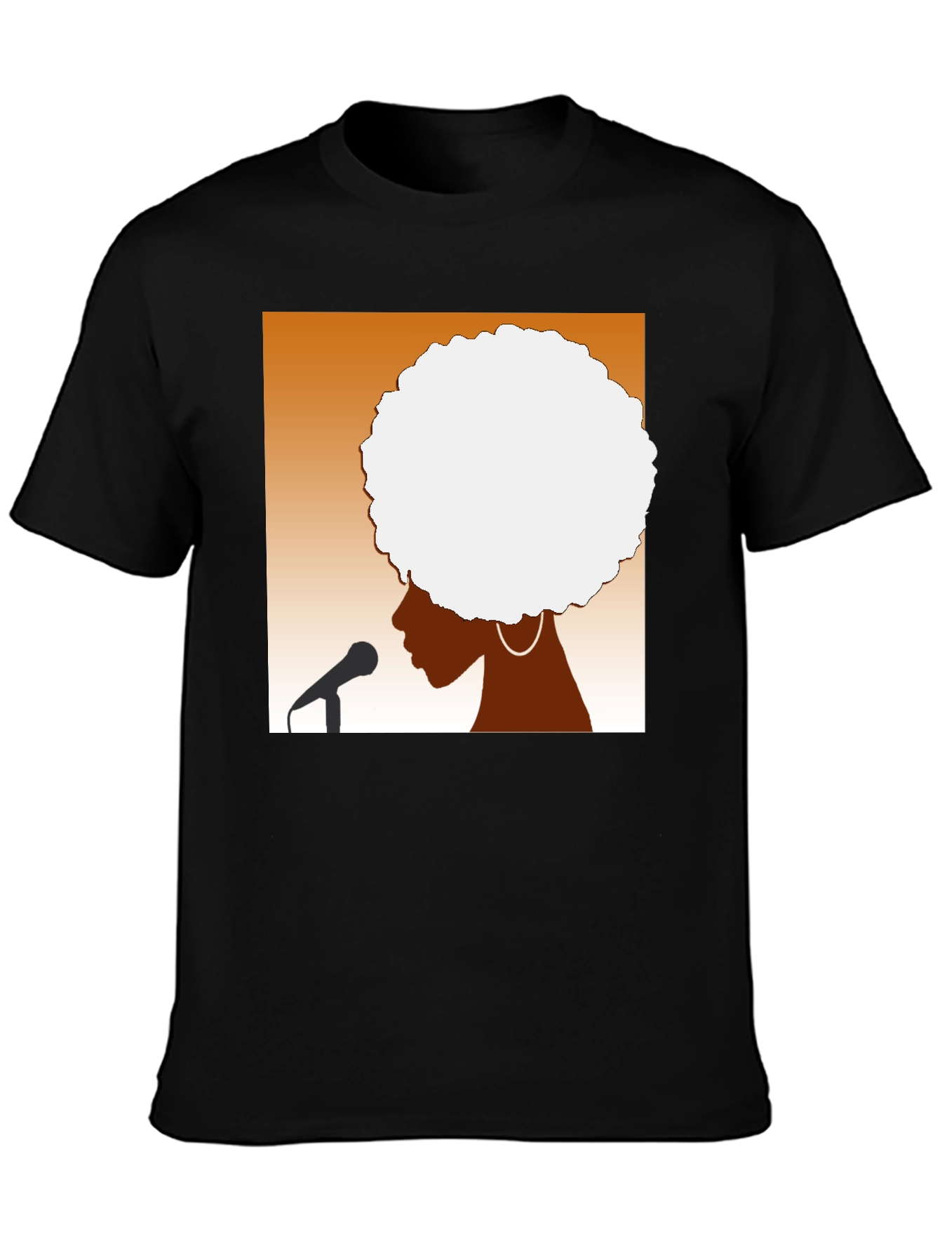 Afro Silhouette Graphic Tee - Black Cotton T-Shirt