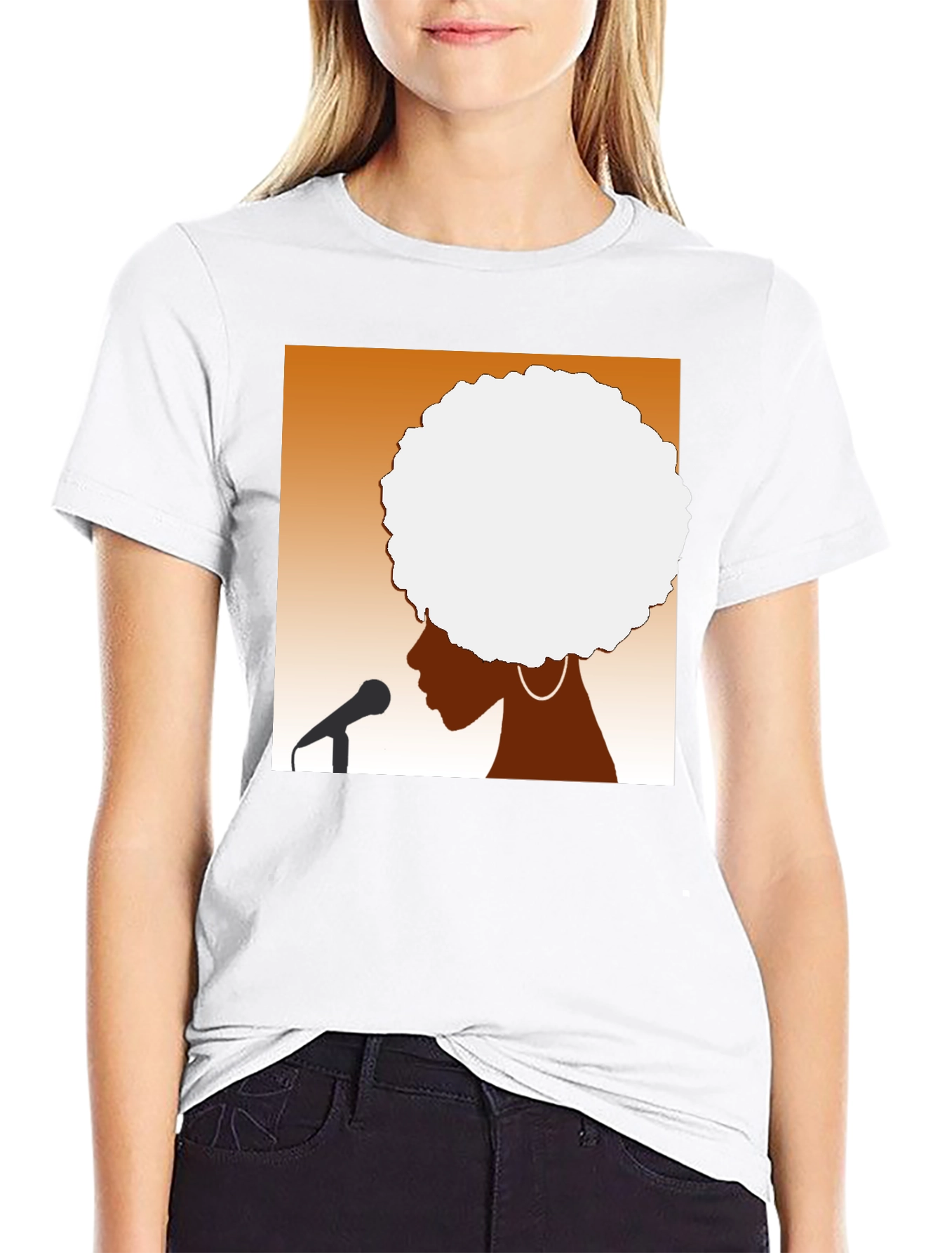 Afro Silhouette Graphic Tee - Black Cotton T-Shirt