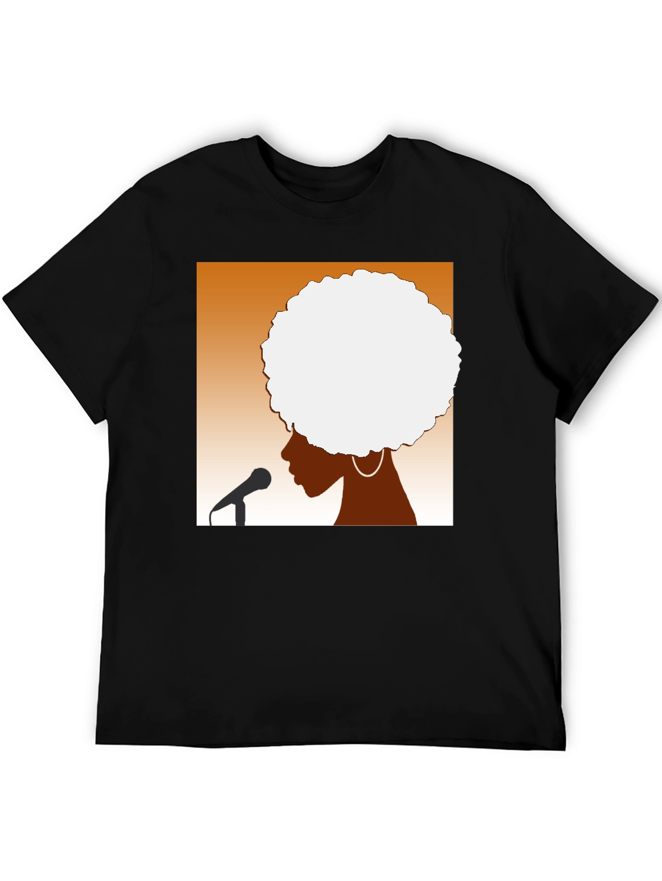 Afro Silhouette Graphic Tee - Black Cotton T-Shirt