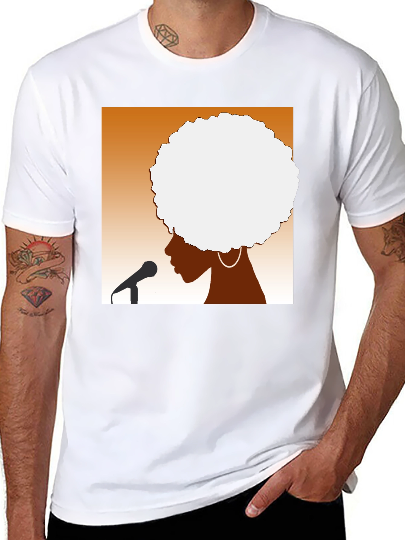 Afro Silhouette Graphic Tee - Black Cotton T-Shirt