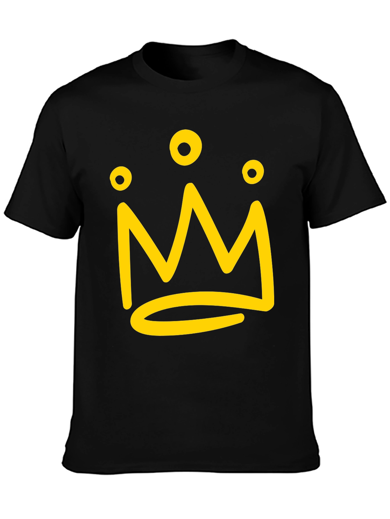 Crown Graphic Tee - Black Cotton Casual Shirt