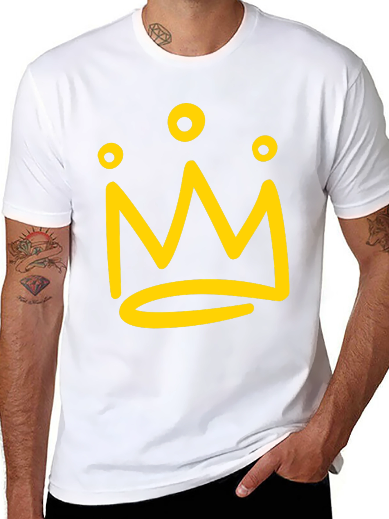 Crown Graphic Tee - Black Cotton Casual Shirt