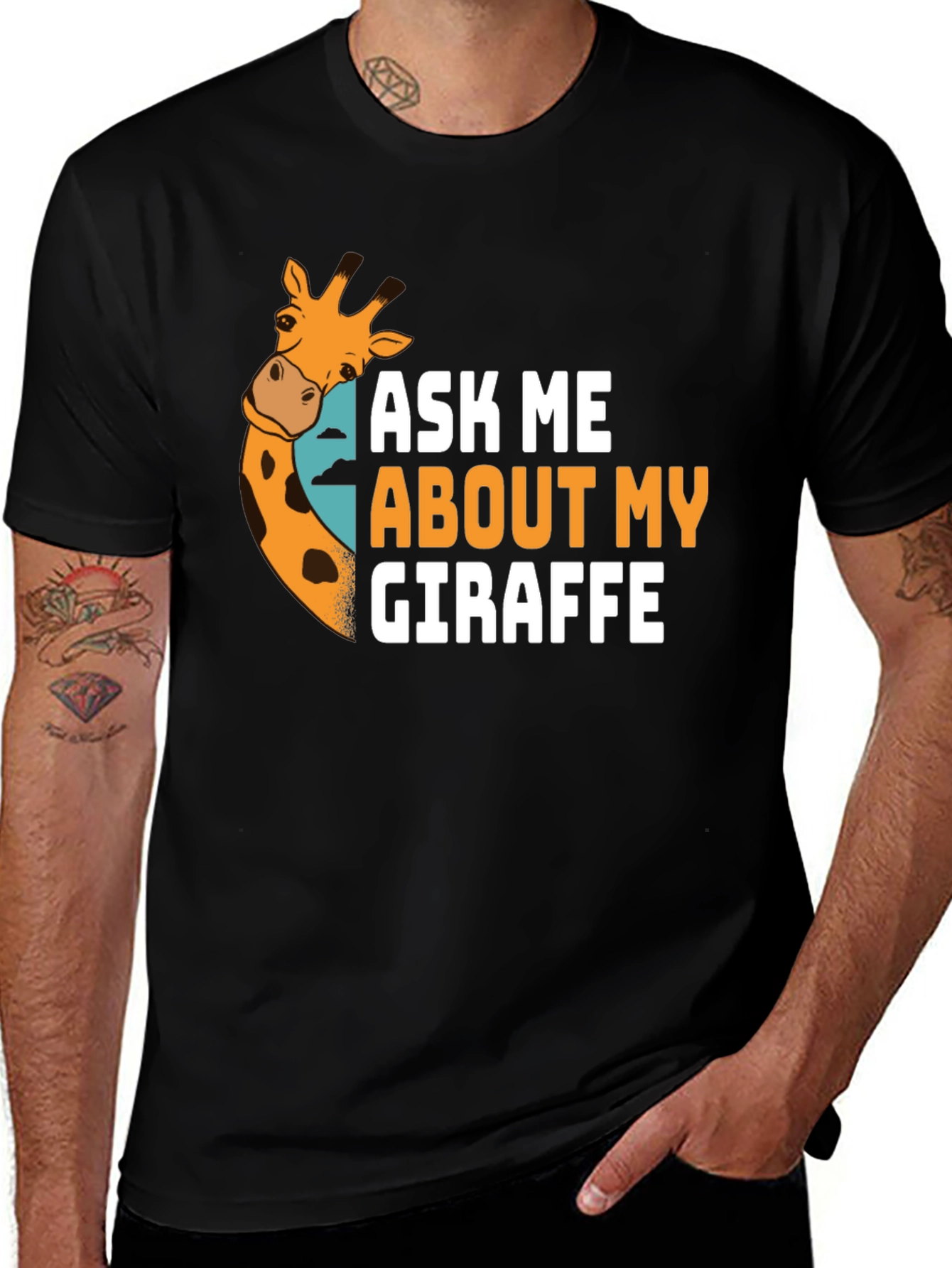 Ask Me About My Giraffe T-Shirt Novelty Tee