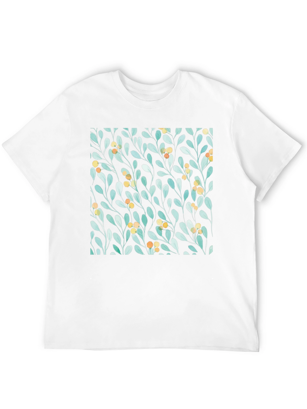 Botanical Leaves & Berries Black T-Shirt