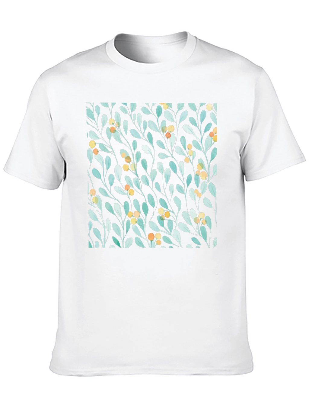 Botanical Leaves & Berries Black T-Shirt
