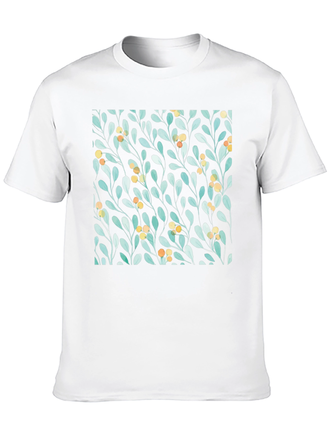 Botanical Leaves & Berries Black T-Shirt