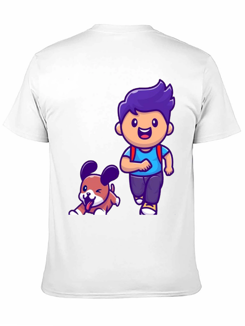 Cartoon Boy and Dog Graphic T-Shirt