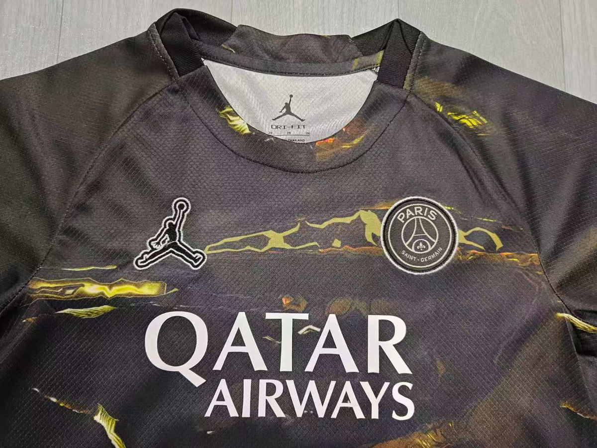 KIDS Jordan x Paris Saint-Germain (PSG) Black & Gold Training Kit (Short-Sleeve)